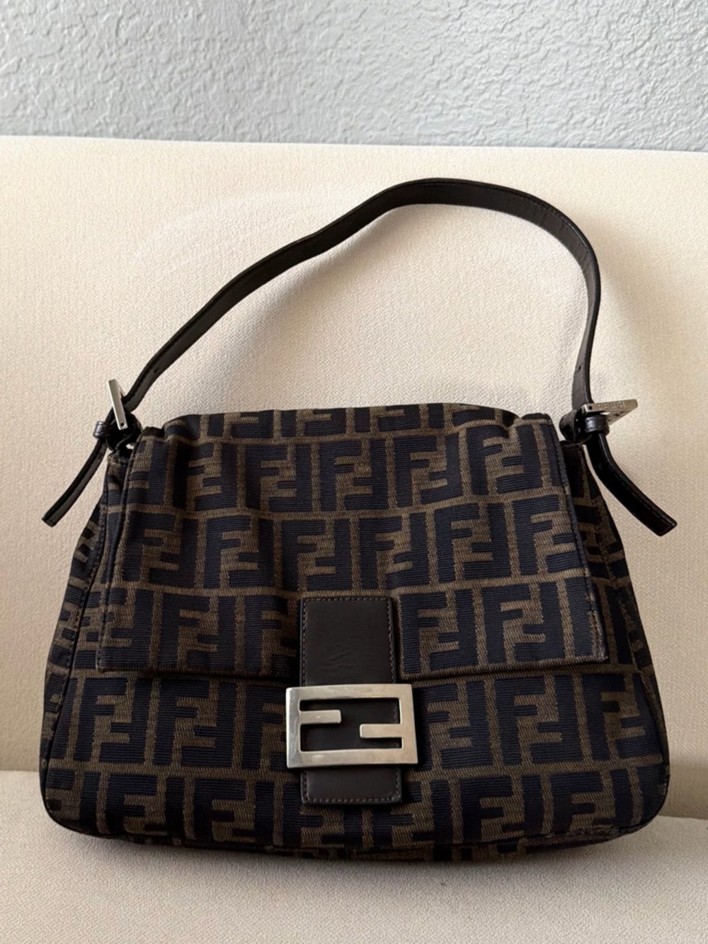 Fendi Brown Zucca Mama Baguette Shoulder Bag